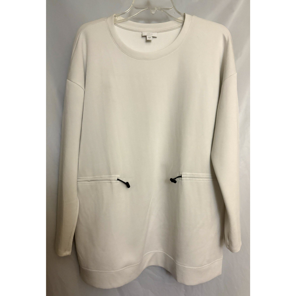 J-Jill Fit Off White Cinch Waist Soft Tunic Women’s Pullover Long Sleeves Size L